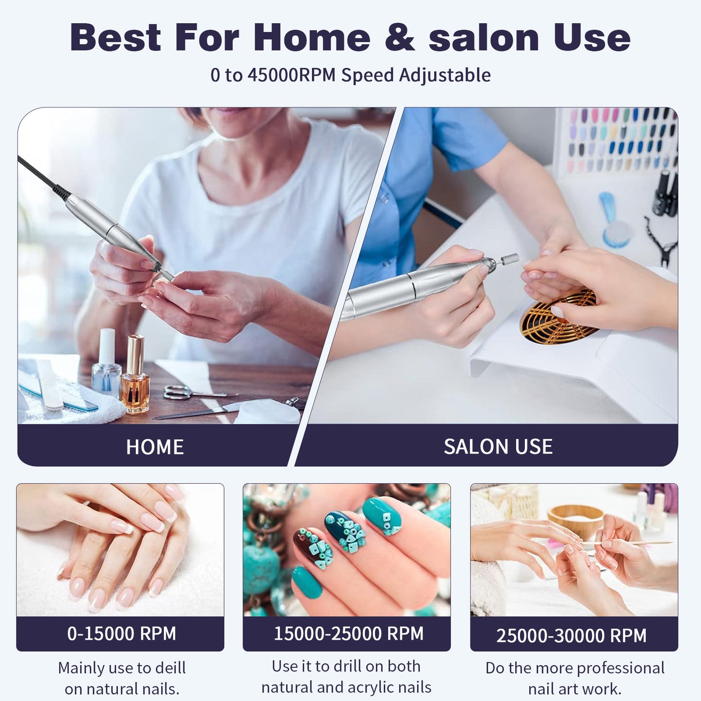 Professional USB Rechargeable Nail Grinder with 45000 RPM