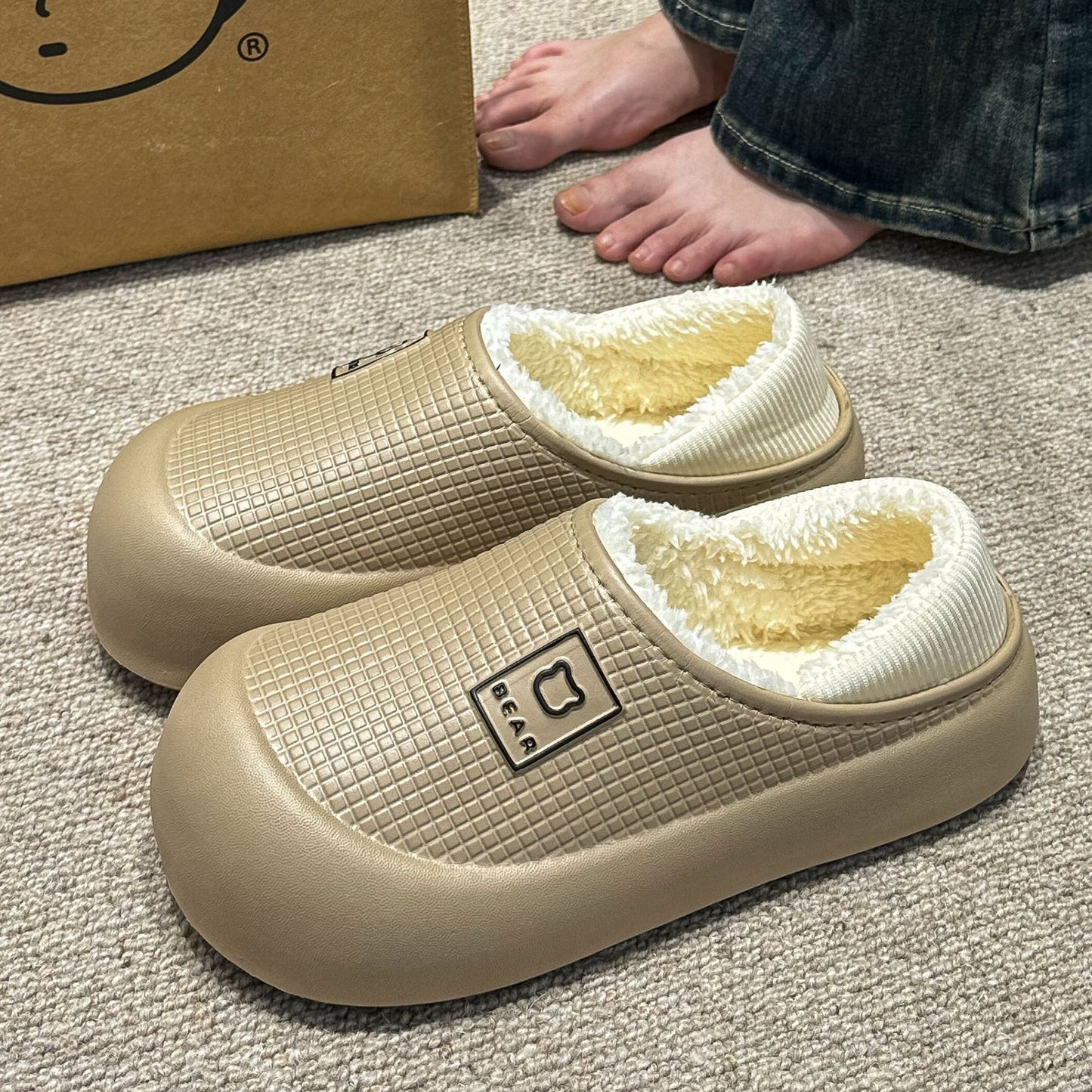Fleece-lined Waterproof Cotton Slippers