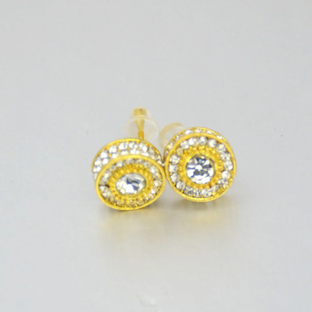Round Imitation Zircon Earrings