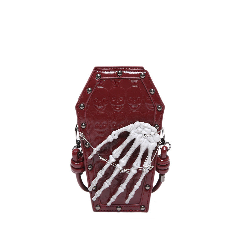 Gothic Style Women's Shoulder Bag with Skeleton Hand Design