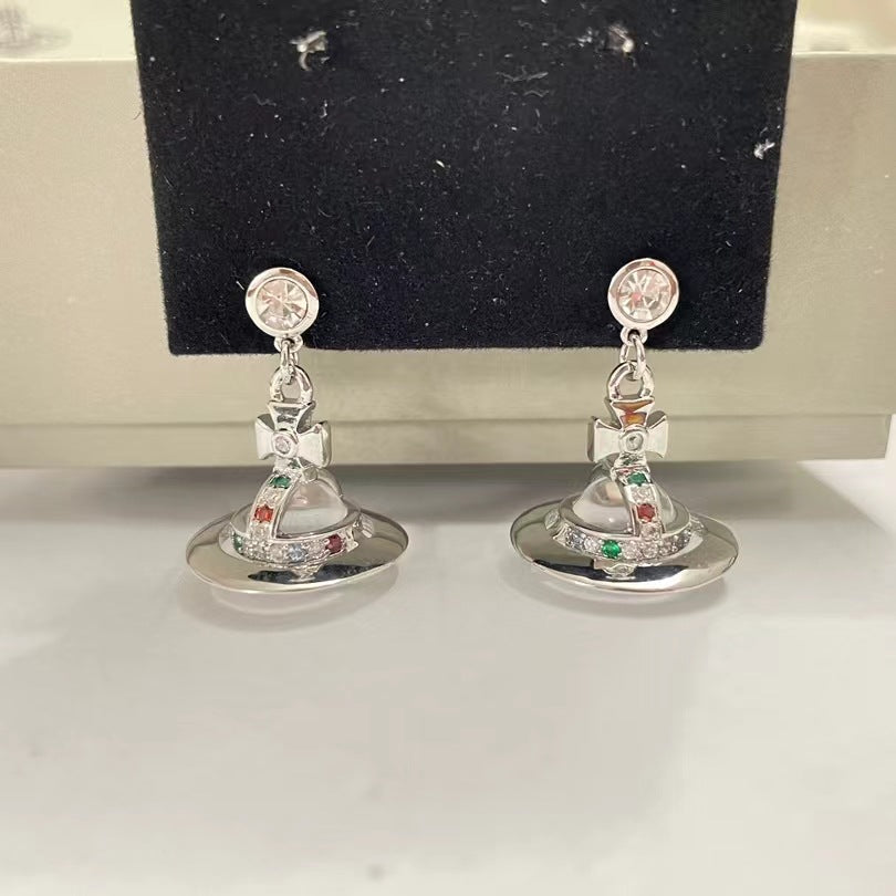 Retro Saturn Earrings - 925 Silver