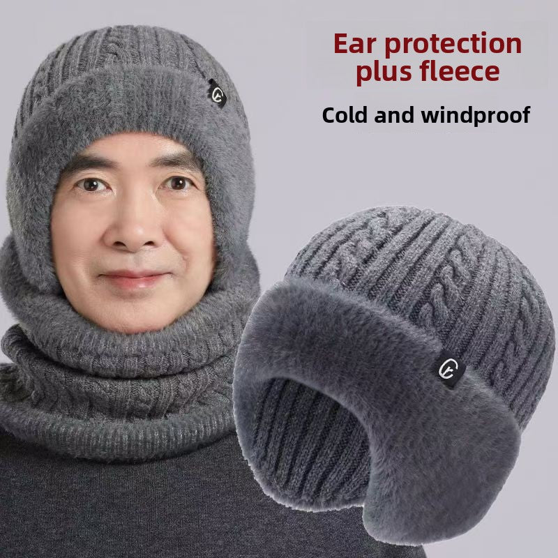 Men's Fleece-Lined Knitted Winter Hat with Ear Protection