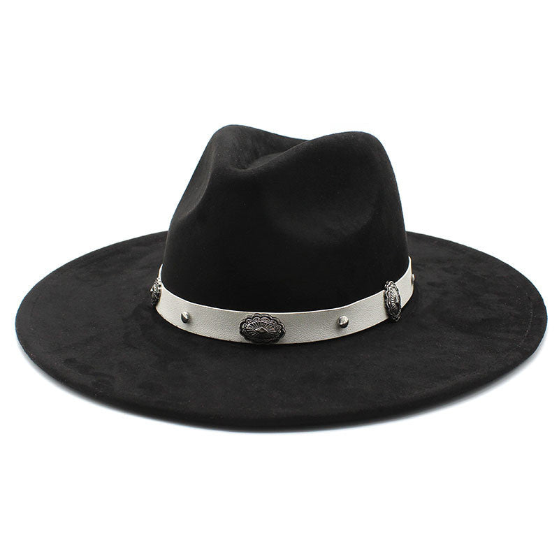 Retro Suede Hat with Belt Decoration for Men and Women