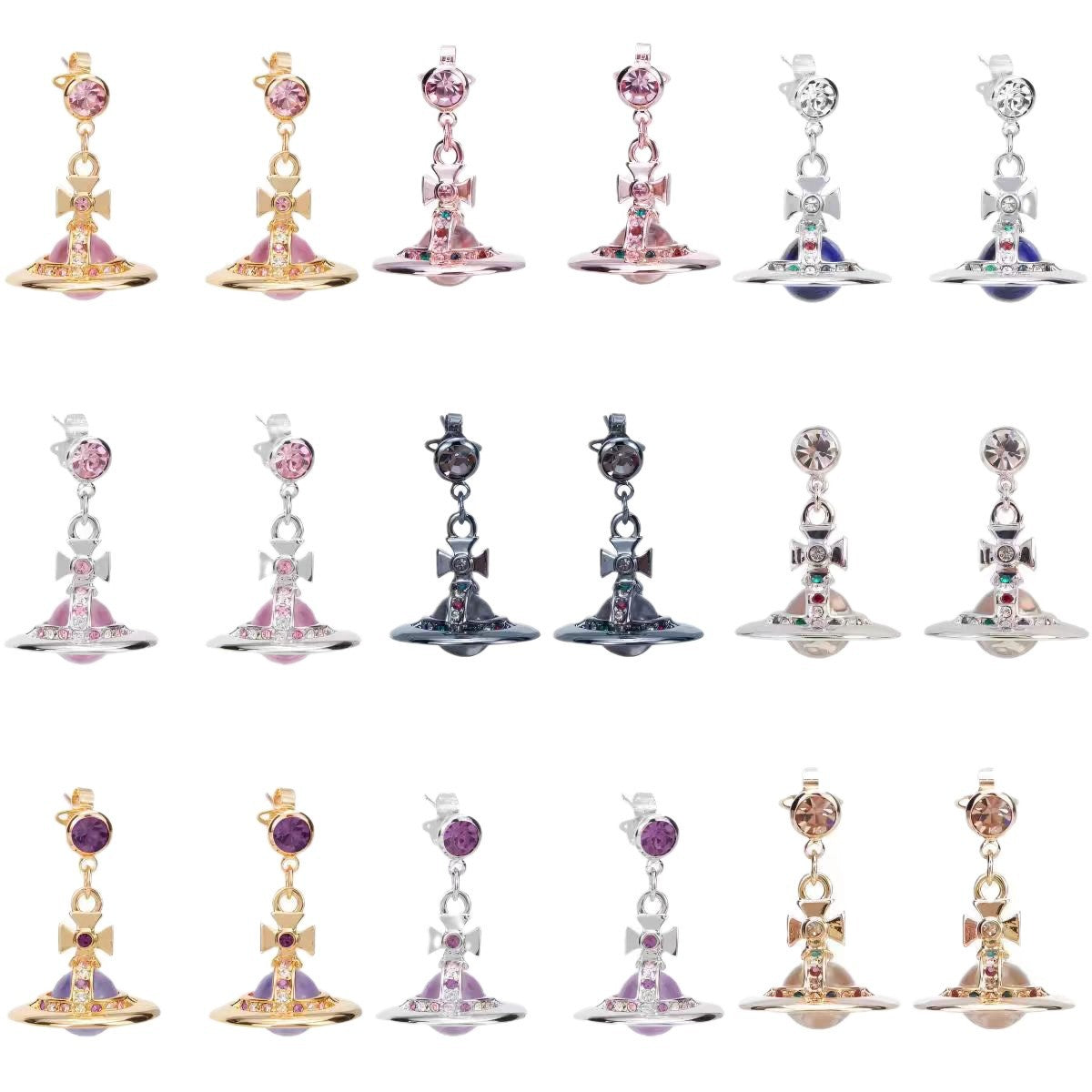 Retro Saturn Earrings - 925 Silver