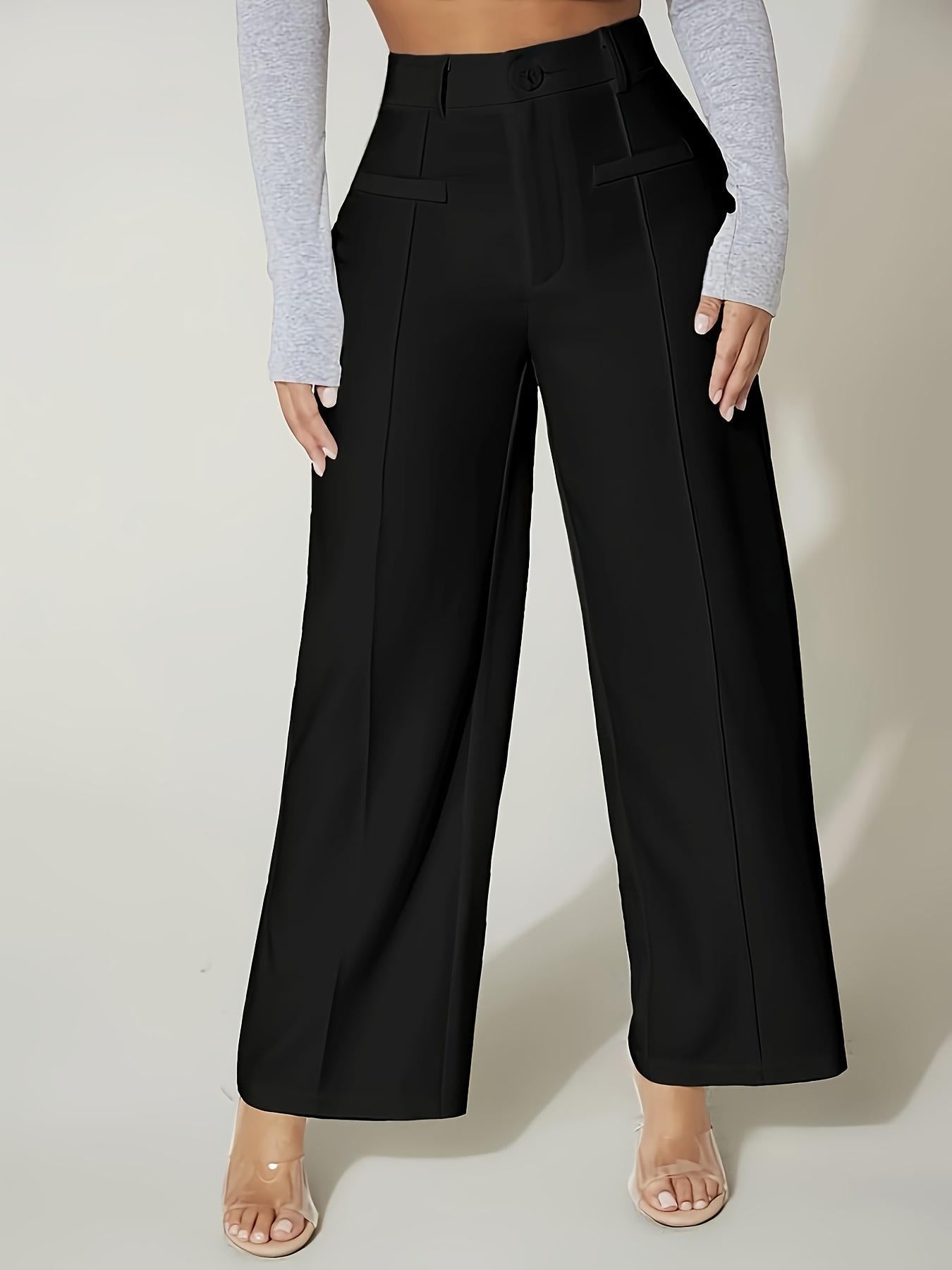 High Waist Straight-Leg Casual Pants