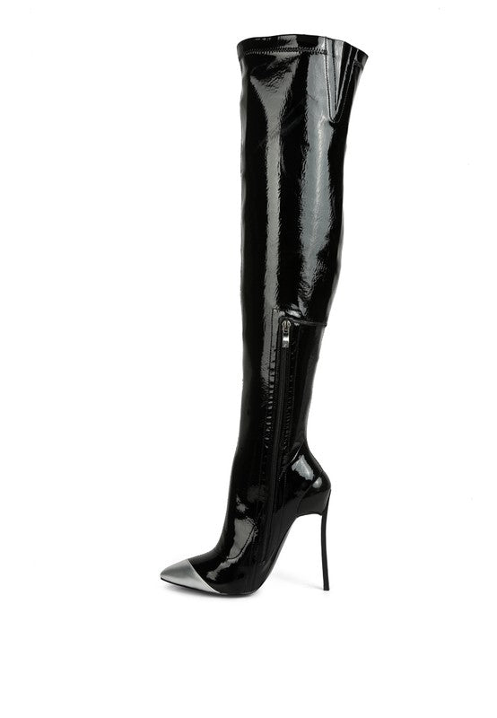 Chimes High Heel Patent Long Boots