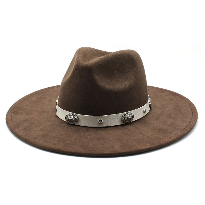 Retro Suede Hat with Belt Decoration for Men and Women