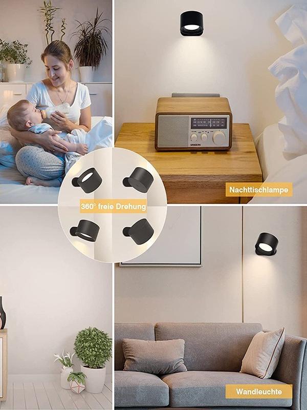 USB Rechargeable LED Wall Lamp Touch Adjustable Night Light