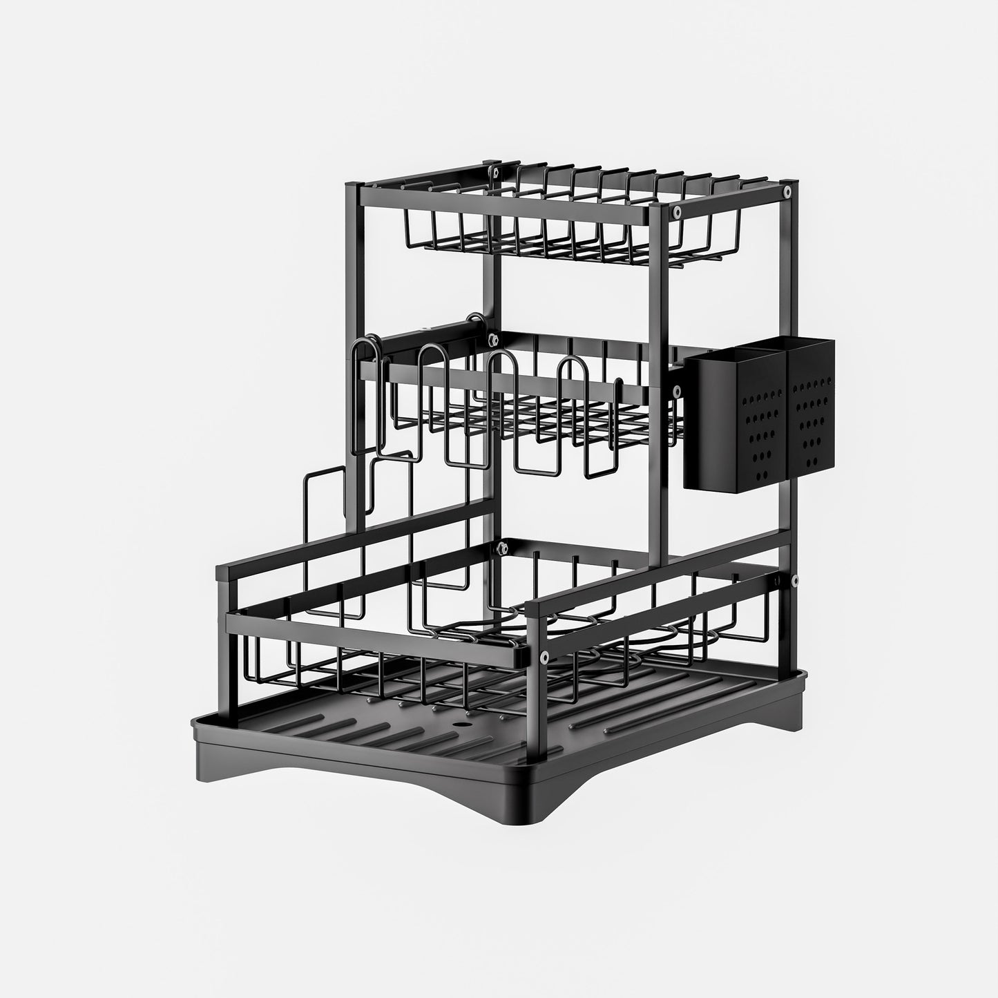 Kitchen Dish Rack with Drainage, Multilayer Storage for Dishes and Cups