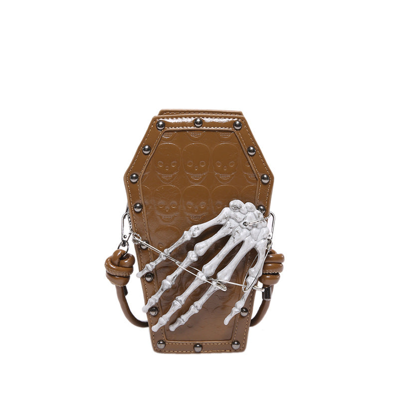 Gothic Style Women's Shoulder Bag with Skeleton Hand Design