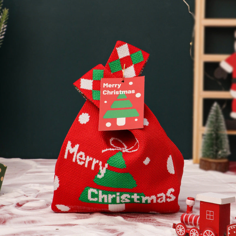 Christmas Apple Gift Bag - Knitted Fabric Holiday Packaging