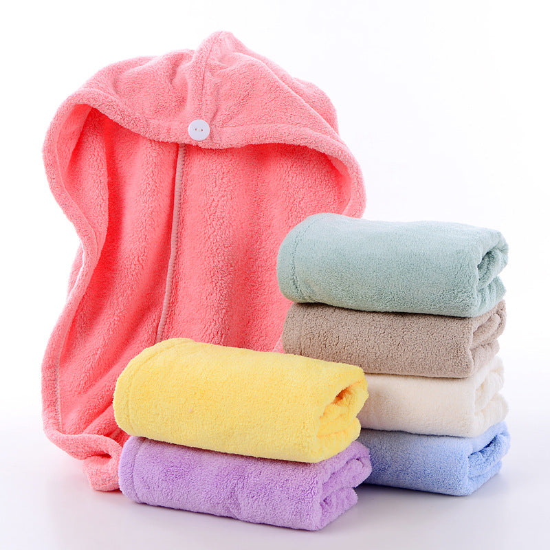 High-Density Coral Velvet Shower Cap Absorbent Towel