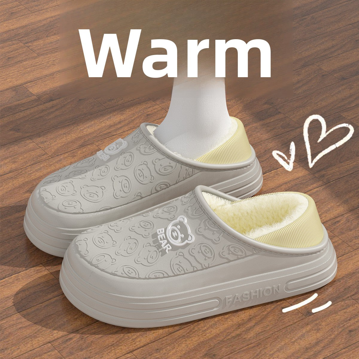 Fleece-lined Waterproof Cotton Slippers