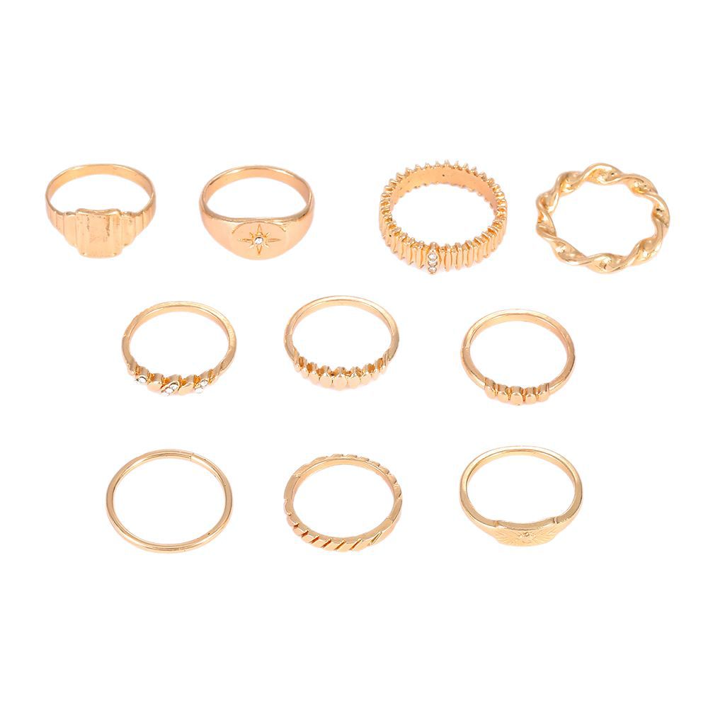 Women's Adjustable Geometric Alloy Ring Set