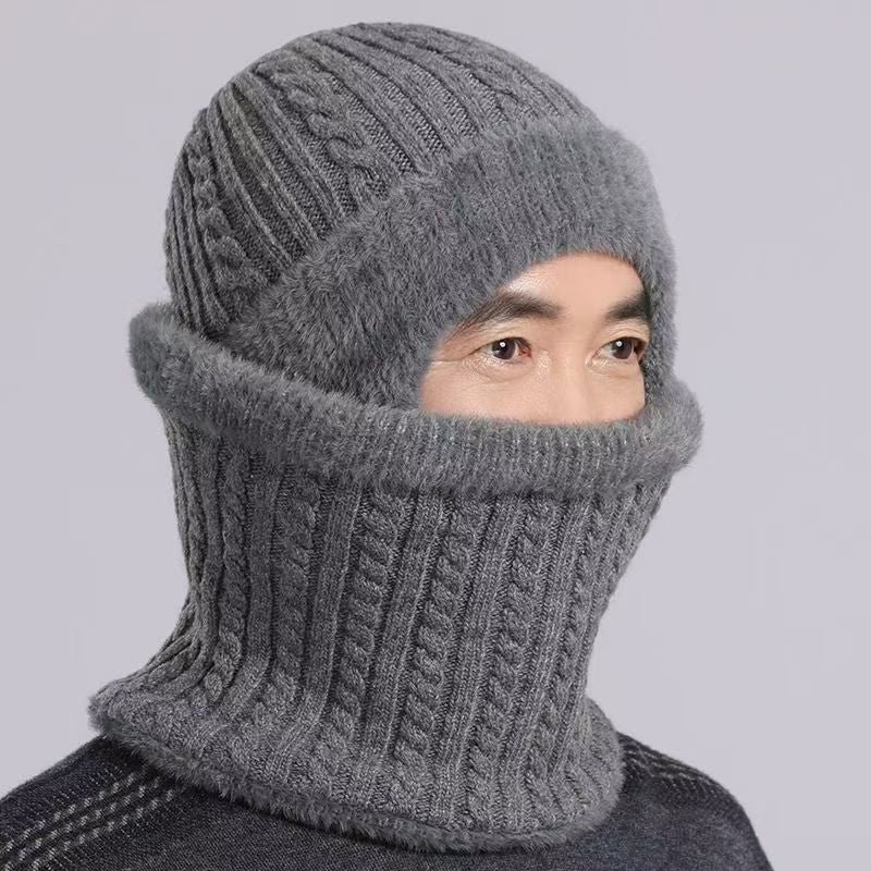 Men's Fleece-Lined Knitted Winter Hat with Ear Protection