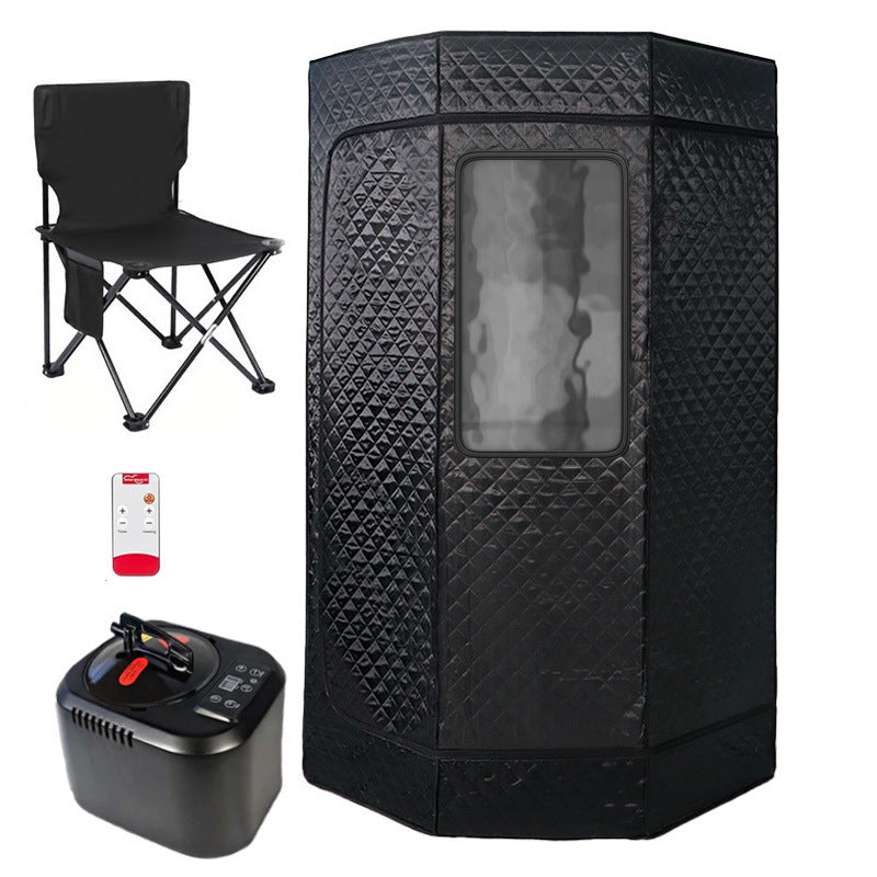3L Sweating Bath Box Sauna Steam Machine + Pentagonal Bracket + Folding Chair