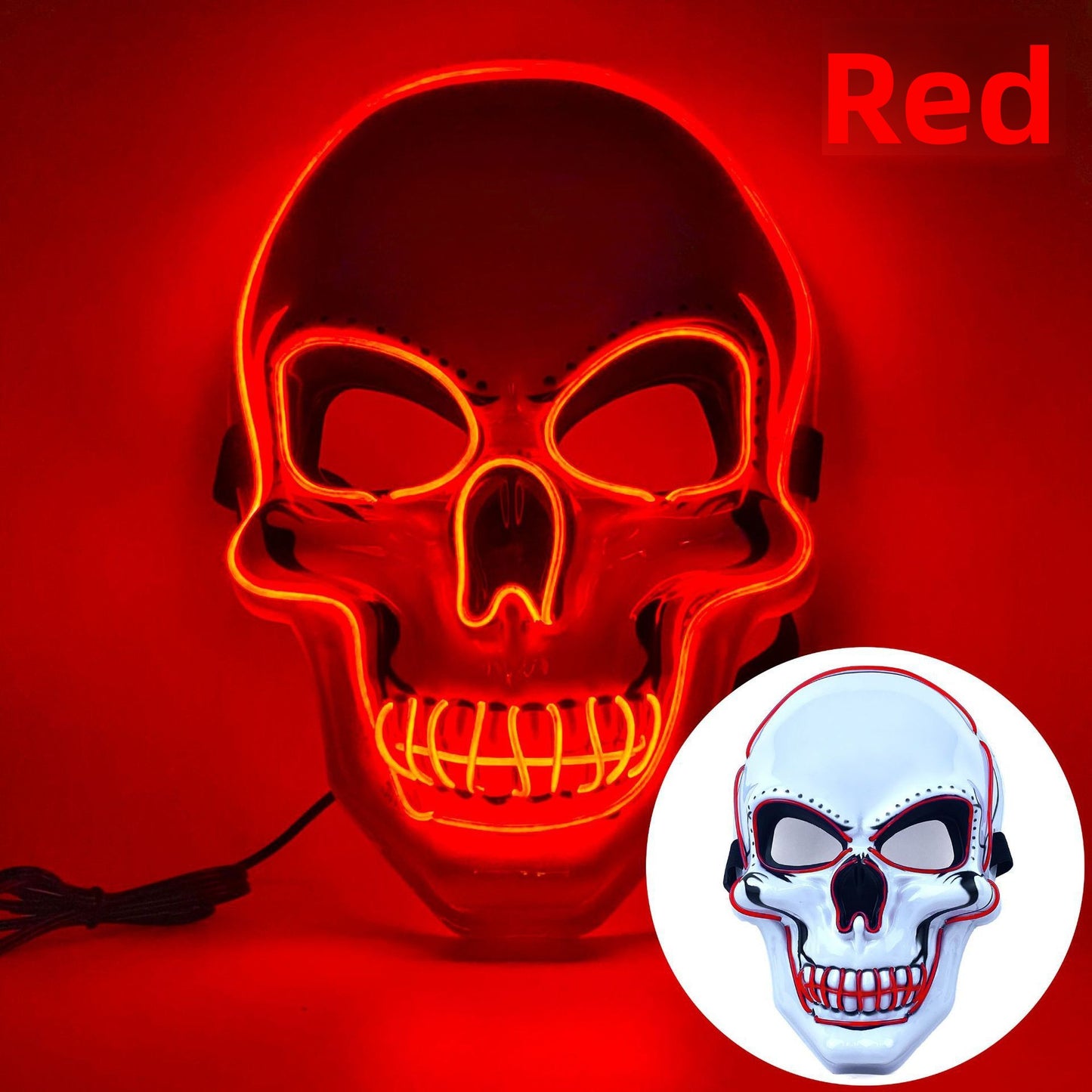 Halloween Skull LED Glow Mask with Multi-Color Effects