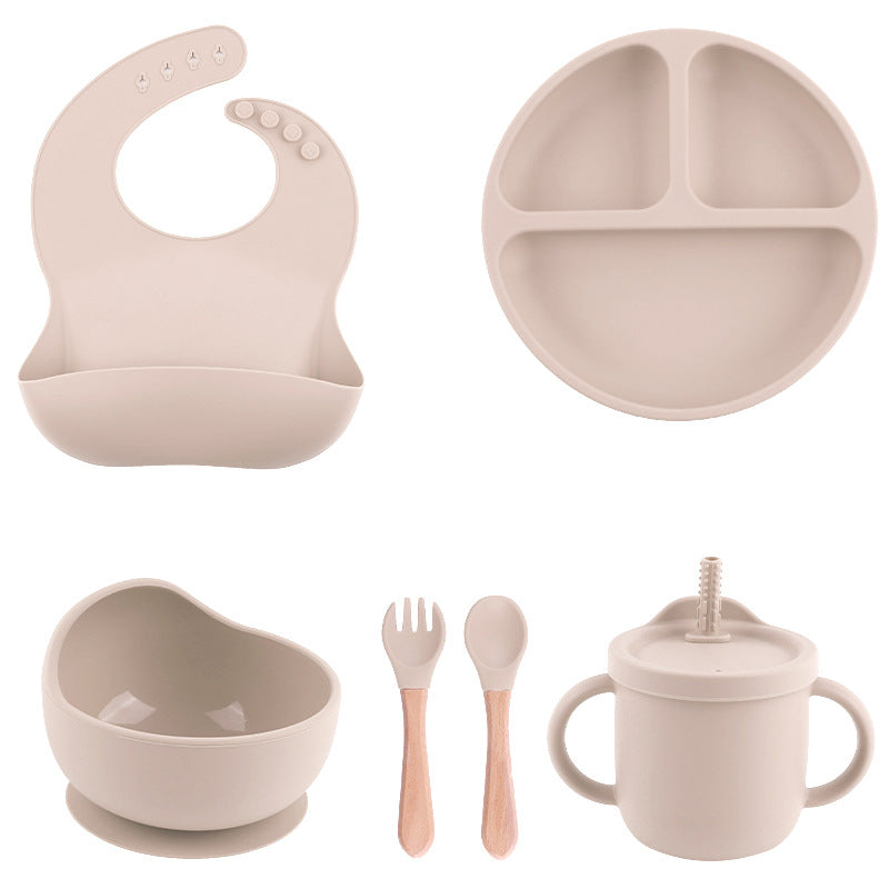 Baby Silicone Feeding Set with Bib, Plate, Bowl, and Utensils