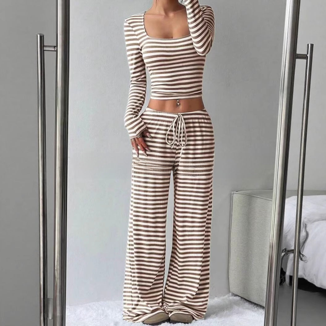 Women's Striped Knitted Slimming Suit