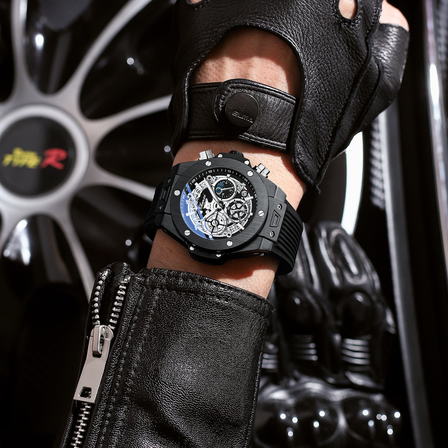 Multifunctional Men's Quartz Watch with Moon Phase and Luminous Display