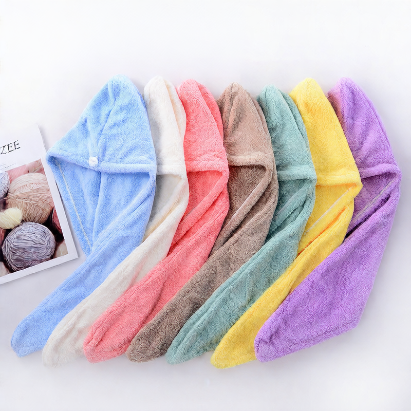 High-Density Coral Velvet Shower Cap Absorbent Towel