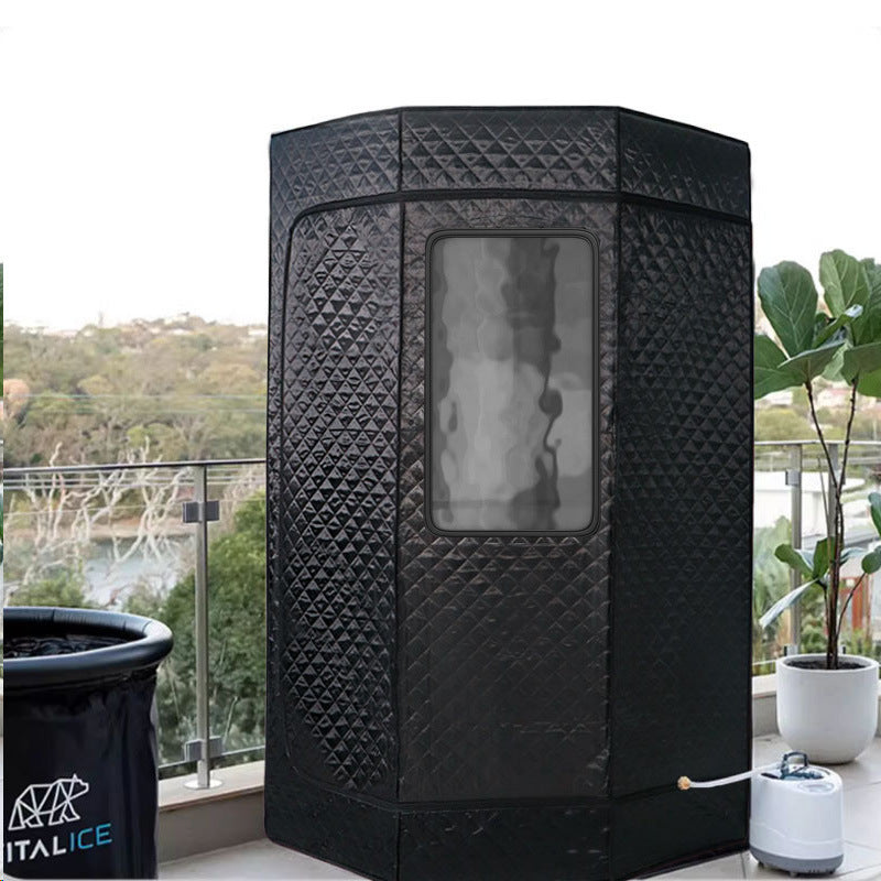 3L Sweating Bath Box Sauna Steam Machine + Pentagonal Bracket + Folding Chair
