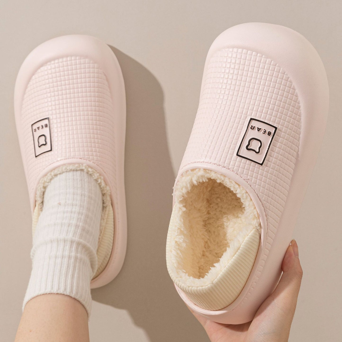 Fleece-lined Waterproof Cotton Slippers