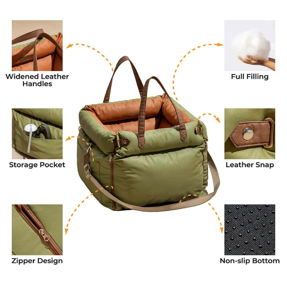 DOG CAR SEAT BED WITH SAFETY BUCKLE
