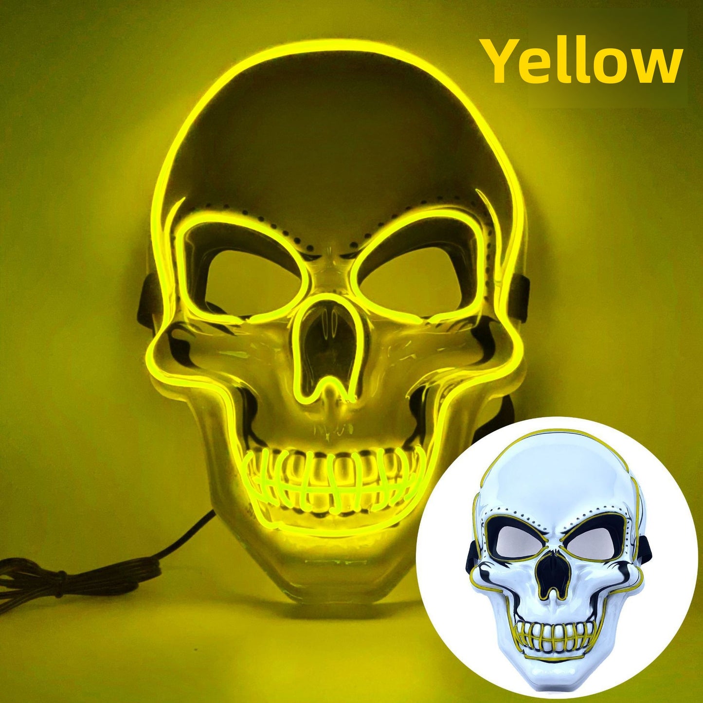 Halloween Skull LED Glow Mask with Multi-Color Effects