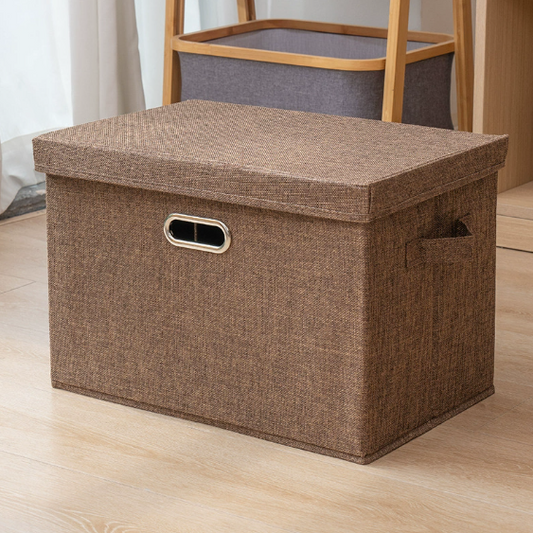 Cotton Linen Fabric Storage Box with Handles