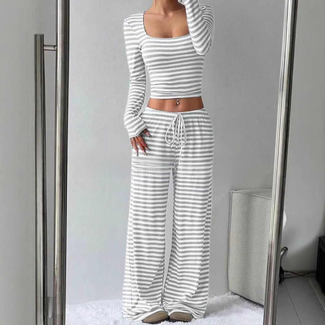 Women's Striped Knitted Slimming Suit
