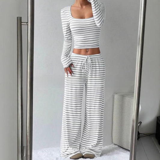 Women's Striped Knitted Slimming Suit