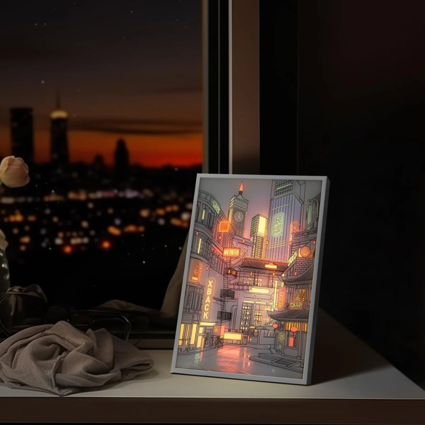 ANIME LED BEAUTIFUL CITY NIGHT VIEW LIGHT PAINTING