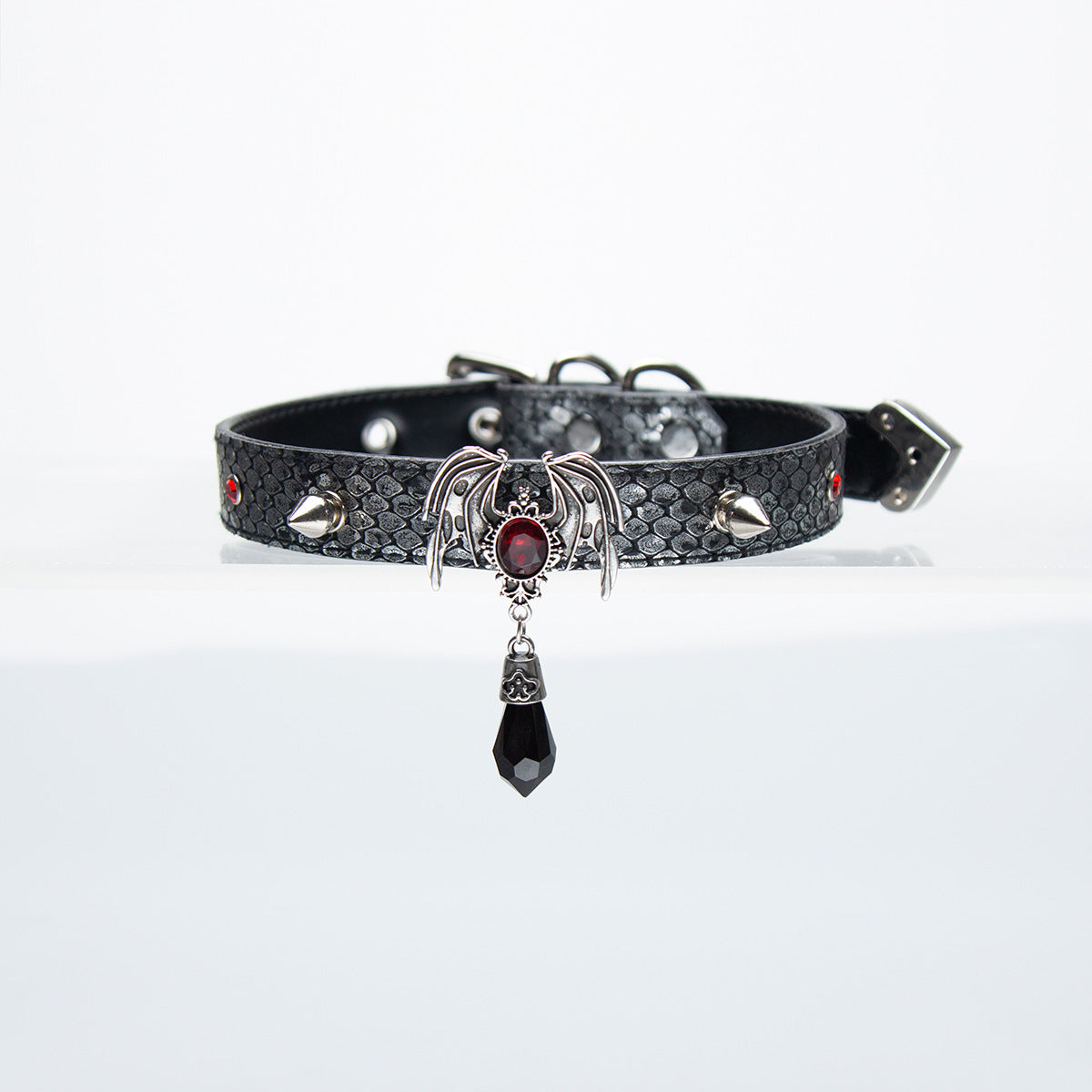 Gothic Punk Adjustable Choker Collar with Alloy Pendant