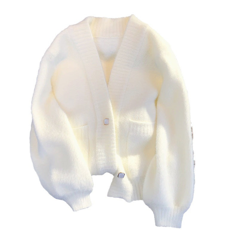 Furry Knitted Sweater - Cardigan for Women