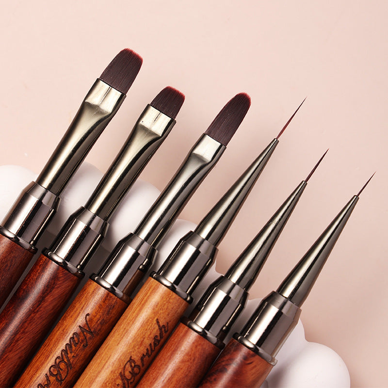 Double-Head Sandalwood Nail Art Brush for Construction & Line Drawing