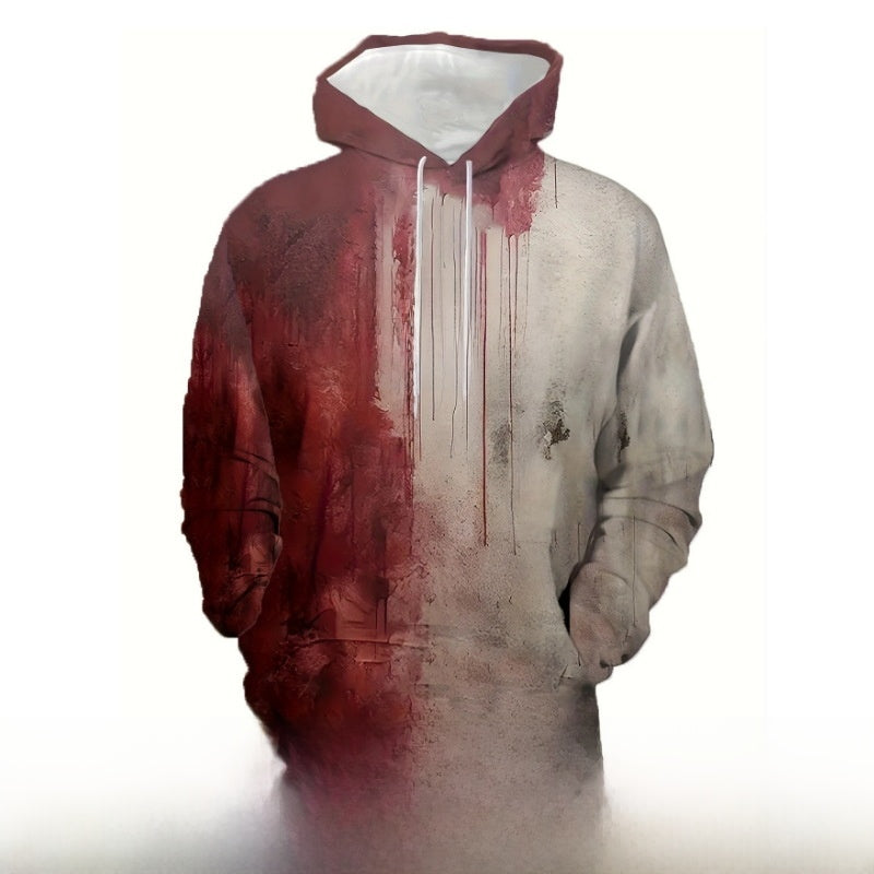 3D Printed Men's Hoodie Sweatshirt - Horror Theme Loose Fit Long Sleeve