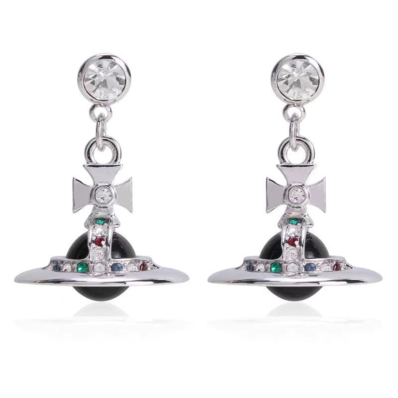 Retro Saturn Earrings - 925 Silver