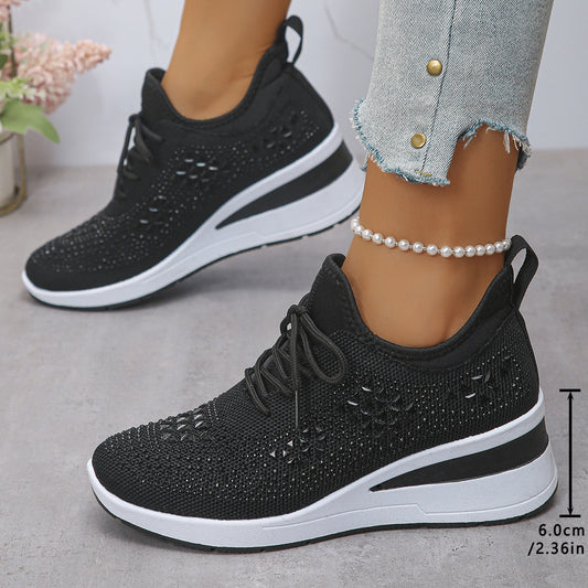Rhinestone Lace-Up Women's Casual Shoes