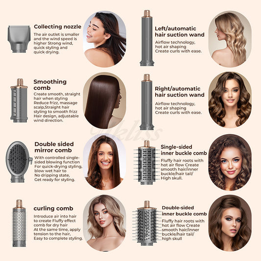 Eight-in-One Foldable Multi-functional Hot Air Comb