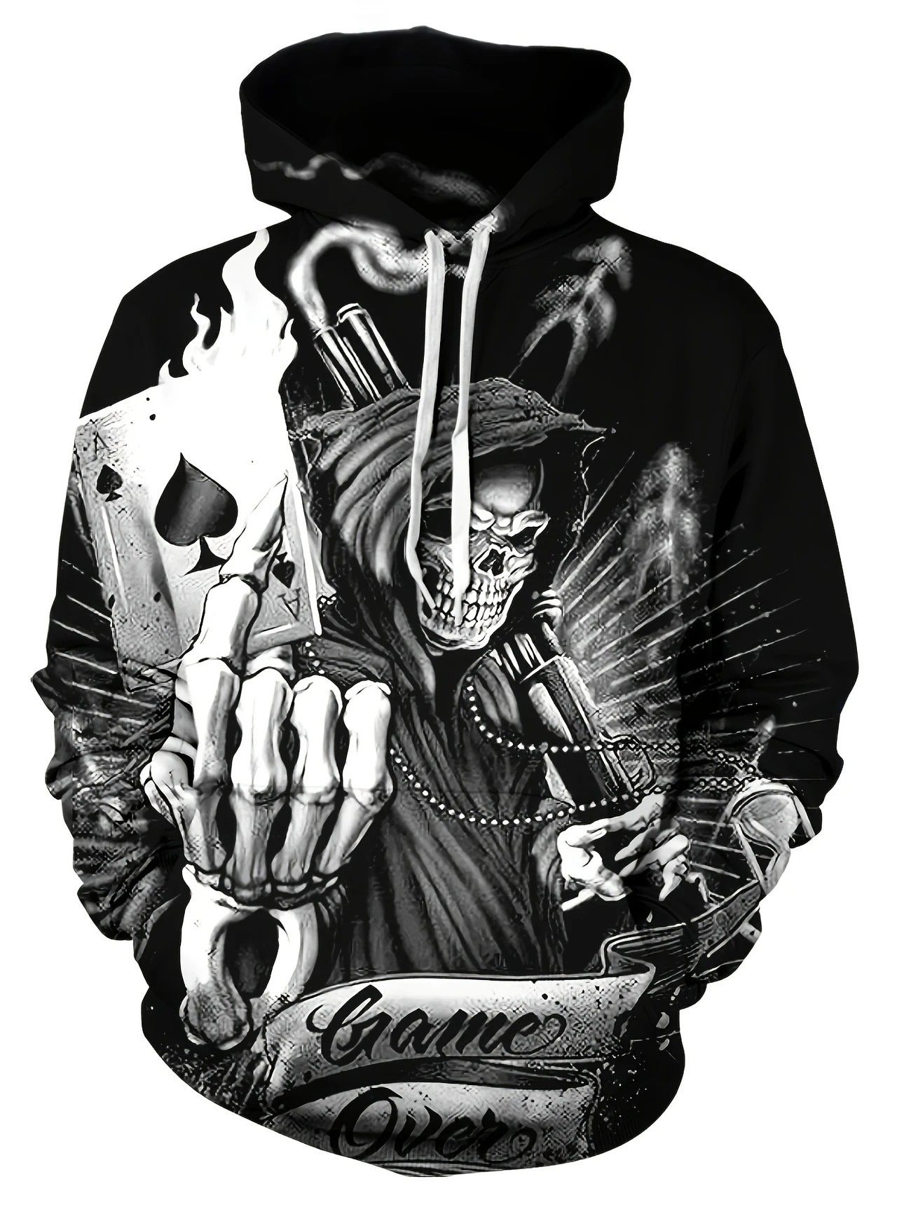 3D Printed Men's Hoodie Sweatshirt - Horror Theme Loose Fit Long Sleeve