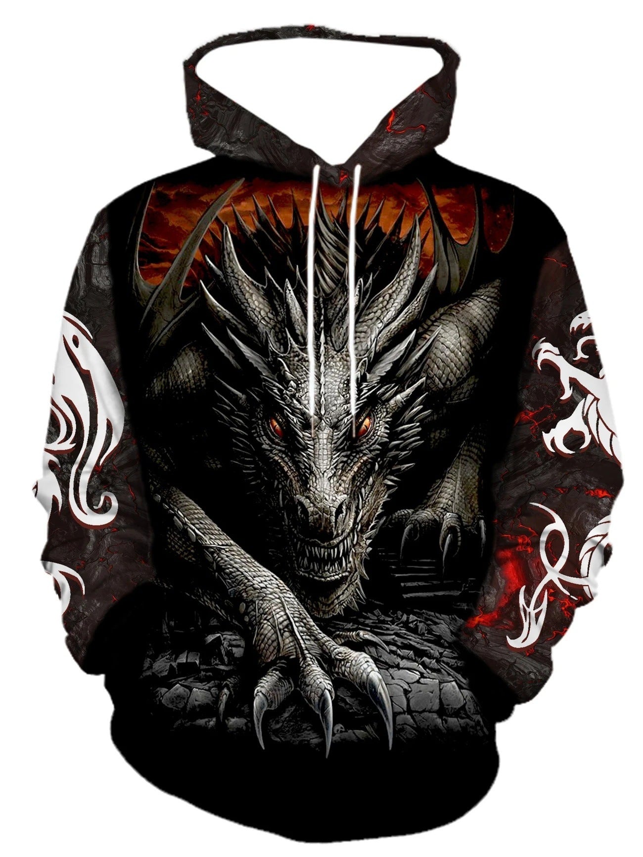3D Printed Men's Hoodie Sweatshirt - Horror Theme Loose Fit Long Sleeve