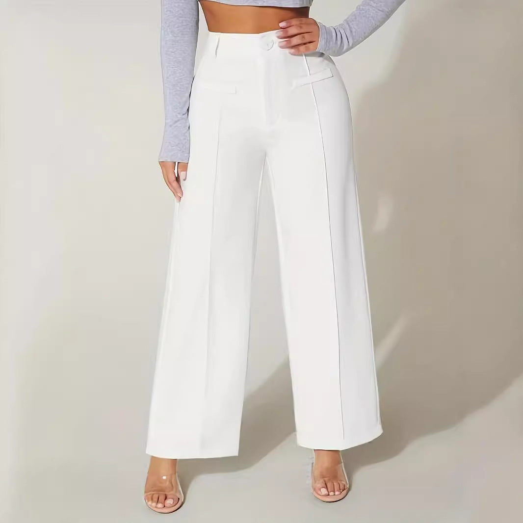 High Waist Straight-Leg Casual Pants
