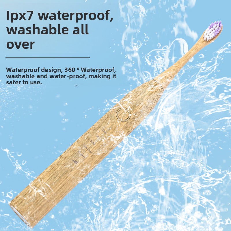 Smart Sonic Electric Toothbrush with Bamboo Head and 5 Modes