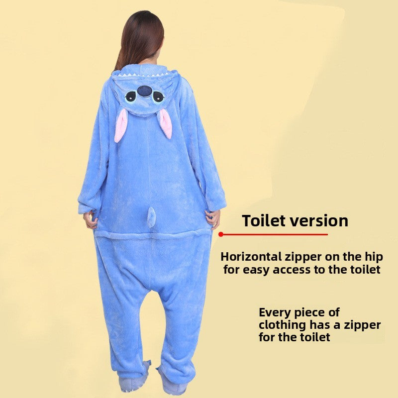 Cartoon Stitch Flannel Pajama Set