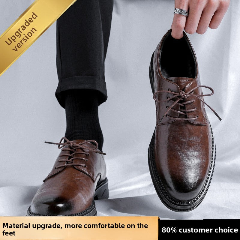 Brogue Leather Shoes for Men, Genuine Leather Soft-Soled Casual Derby