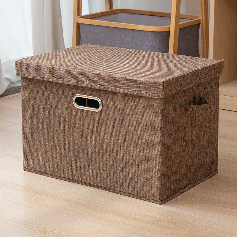 Cotton Linen Fabric Storage Box with Handles