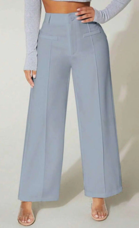 High Waist Straight-Leg Casual Pants