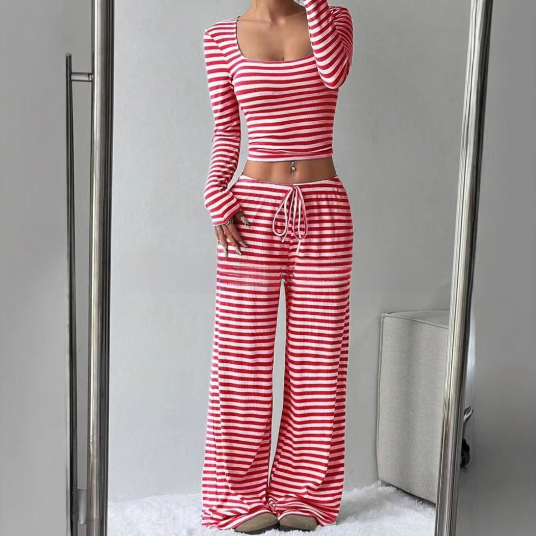 Women's Striped Knitted Slimming Suit