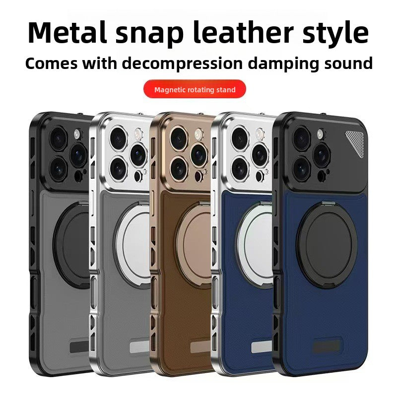 Aluminum Alloy Nappa Leather Magnetic Phone Case